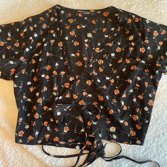 SHEIN Tops - Floral tie in the front Shein blouse. Never been worn.